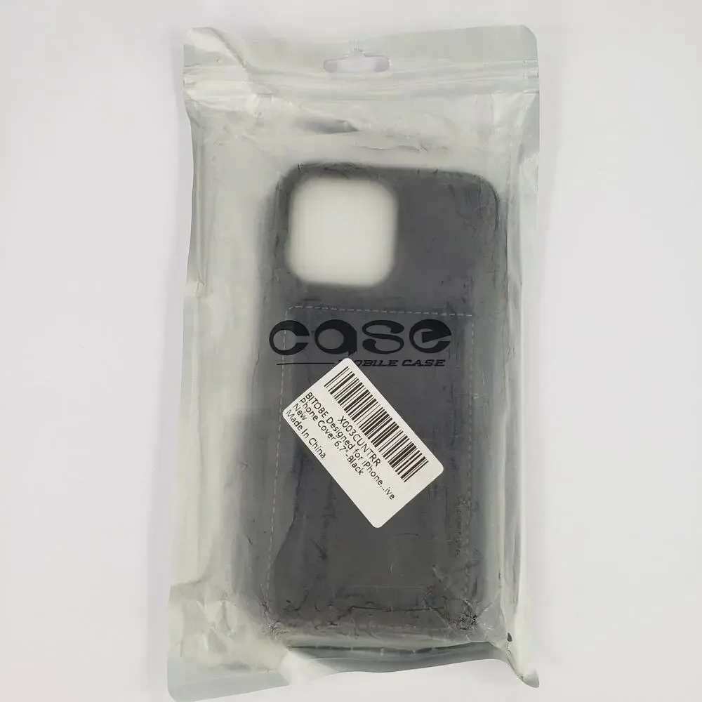 iPhone 14 Plus Black Case & Screen Protector with Wallet ID Card Holder